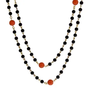 1928 Jewelry Orange And Black Beaded Necklace 48