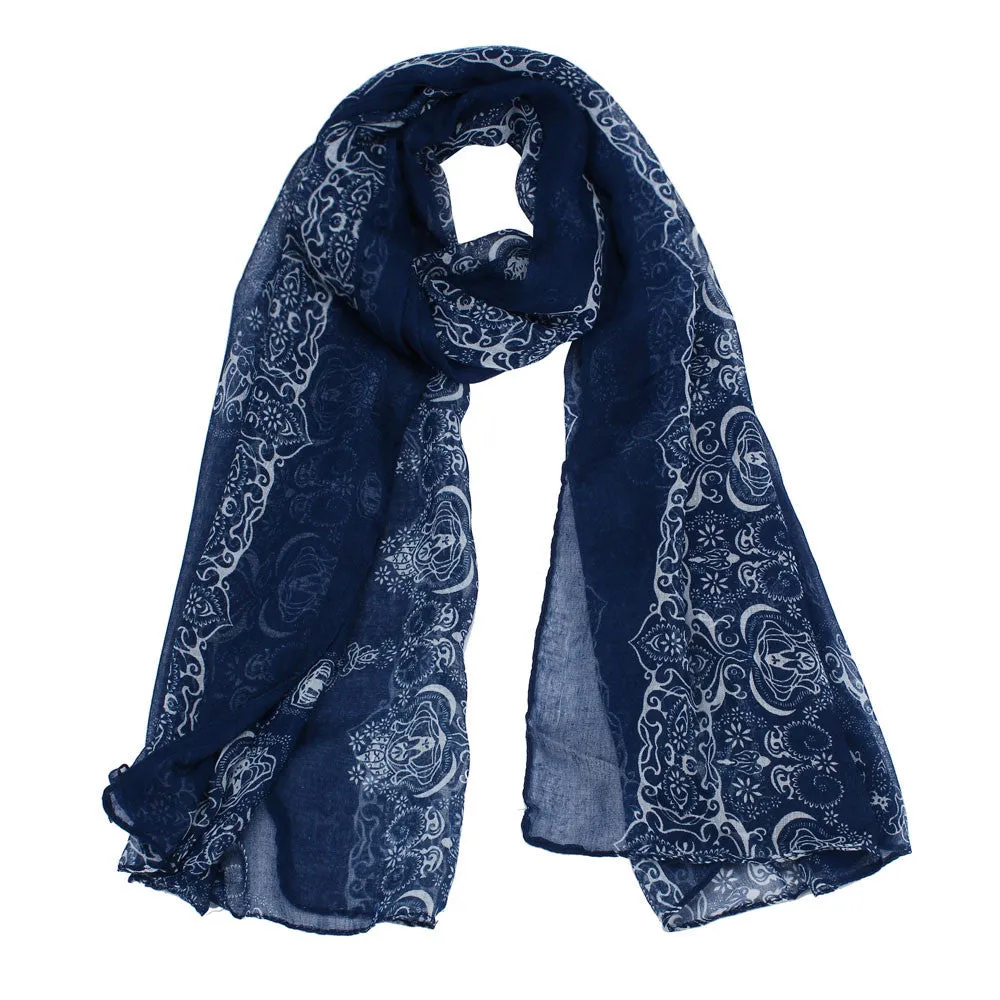 4 Colors Women Lady Classical Print Scarf Scarves Sun Protection Gauze Kerchief Feida