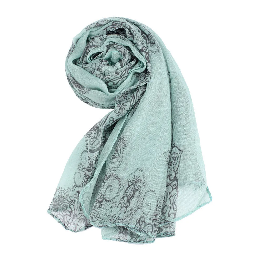 4 Colors Women Lady Classical Print Scarf Scarves Sun Protection Gauze Kerchief Feida