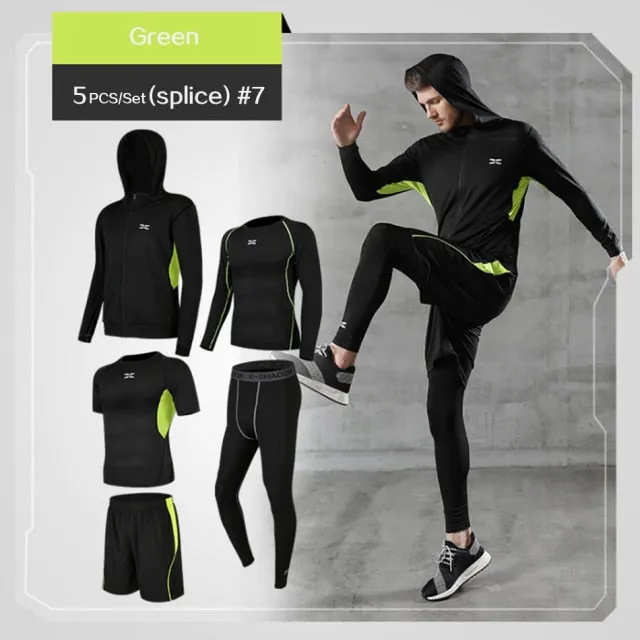 5 Pcs/Set Tracksuit Gym Fitness Exercise Compression Sports Suit