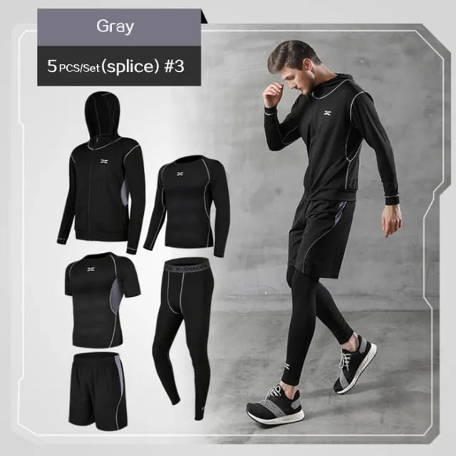 5 Pcs/Set Tracksuit Gym Fitness Exercise Compression Sports Suit