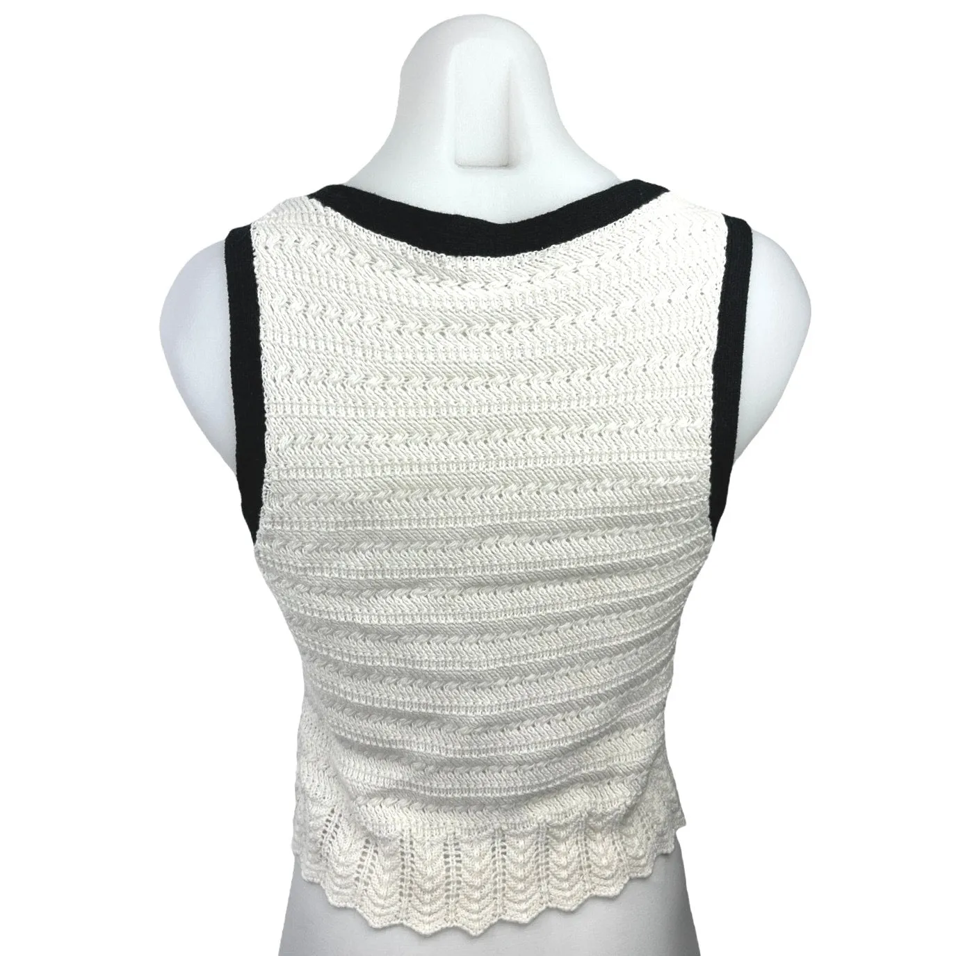 Abercrombie & Fitch White Crochet Knit V-Neck Sleeveless Sweater Vest Top Sz S