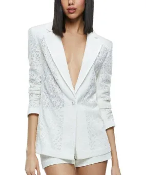 Alice + Olivia Judith Sheer Lace One Button Blazer