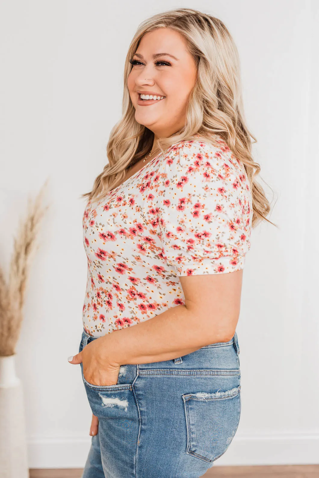 Always My Favorite Floral Bodysuit- Ivory