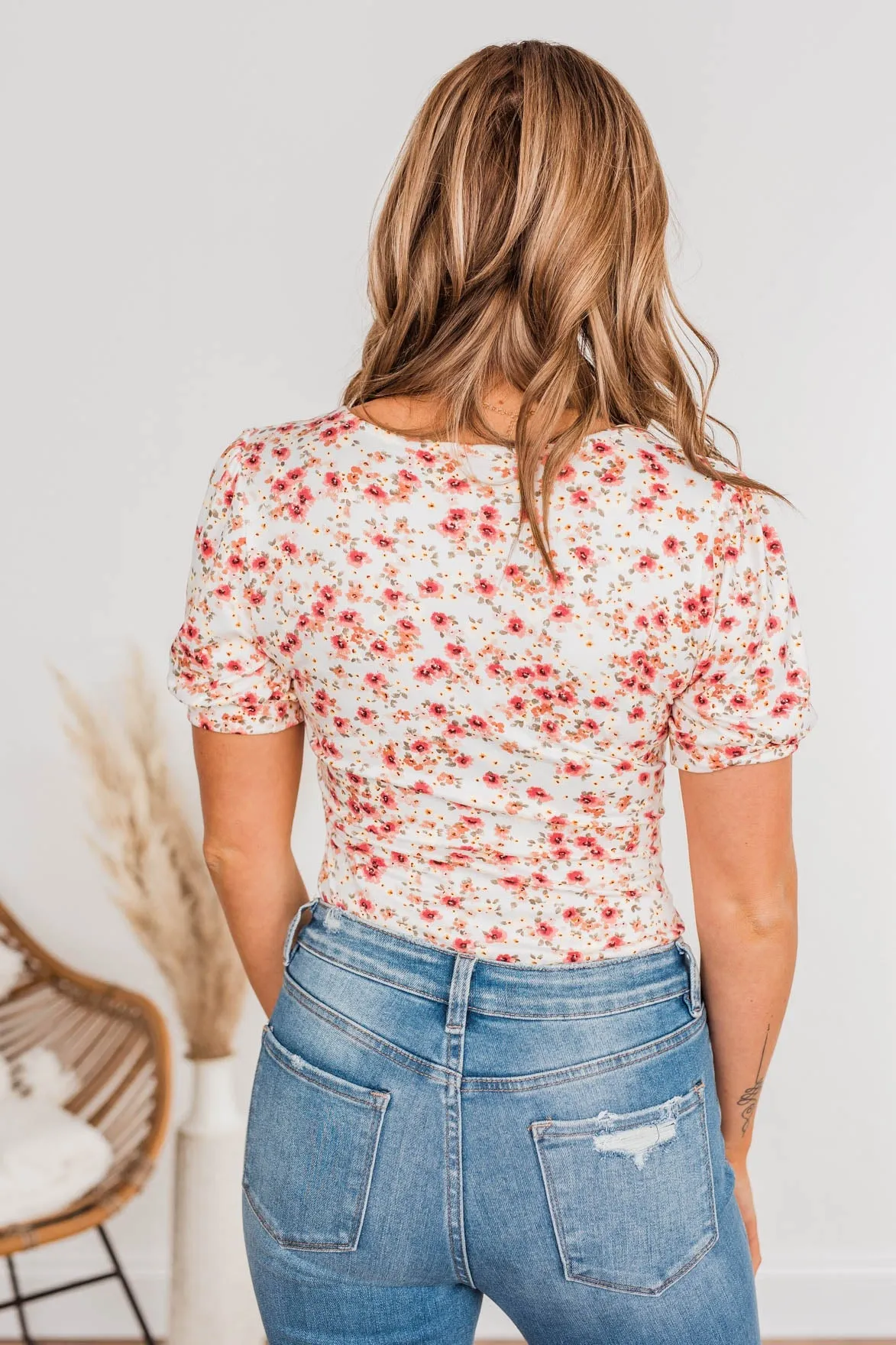 Always My Favorite Floral Bodysuit- Ivory