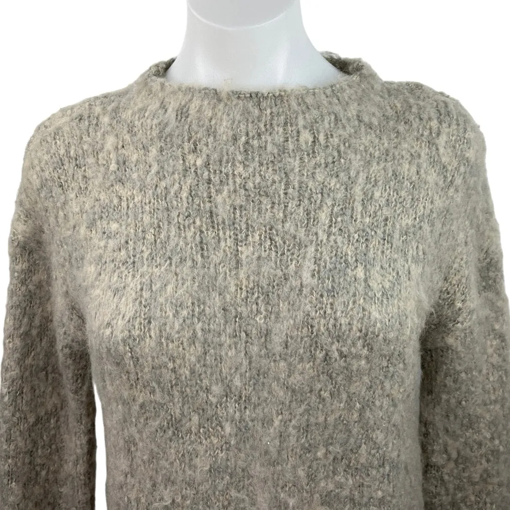 Anthropologie Intropia Gray Wool Blend Knit Mock Neck Pull On Sweater Dress XS