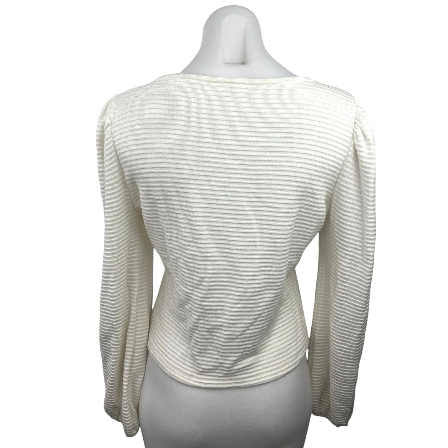 Anthropologie Sadie & Sage Women's White Long Sleeve V-Neck Sweater Top Size M