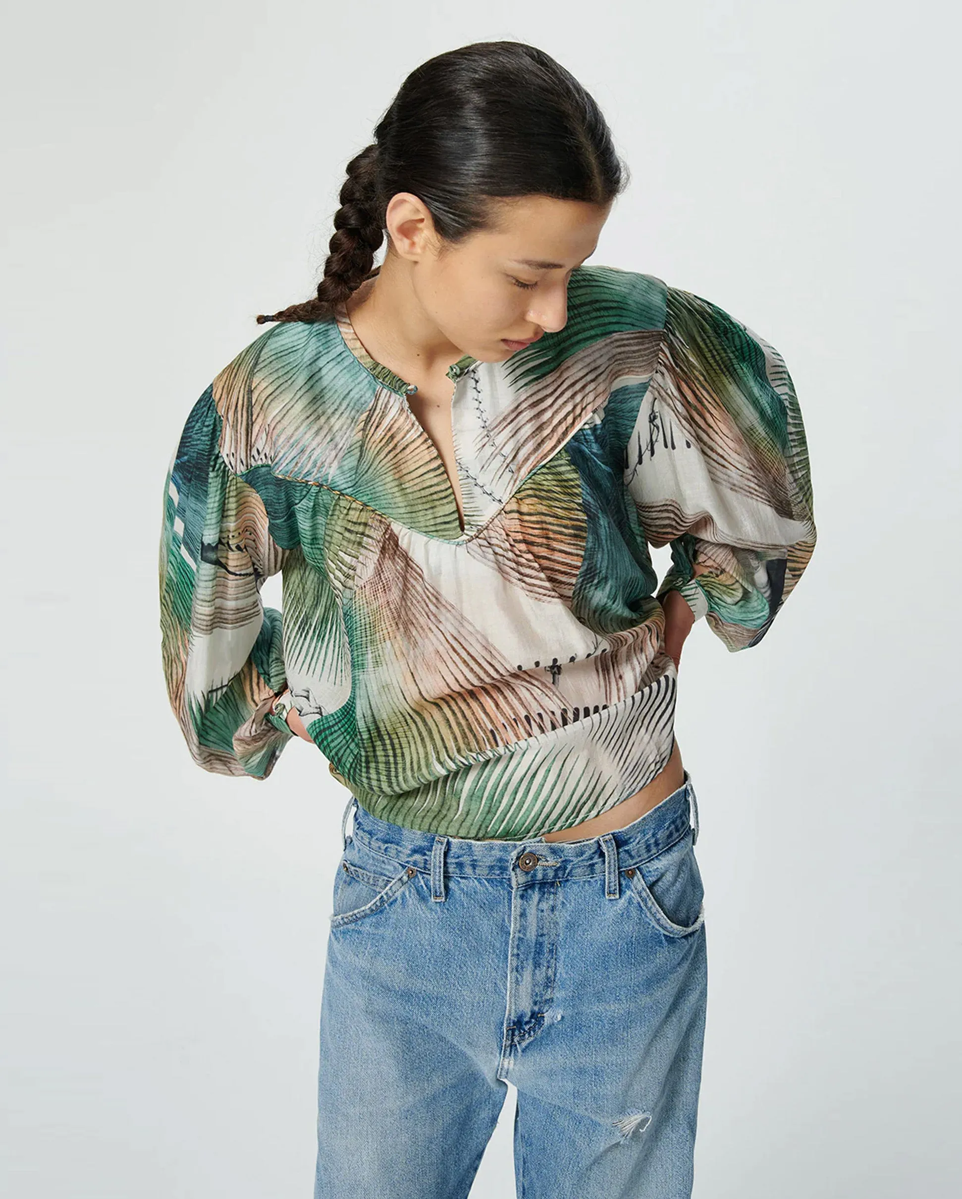 BAMBOO BLOUSE / PALM DYE GREEN