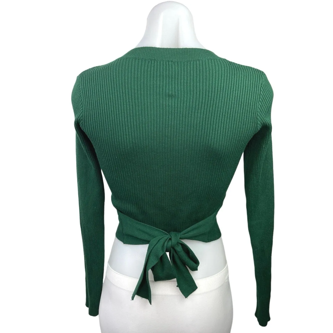 Beginning Boutique Women's Green Crew Neck Long Sleeve Ribbed Sweater Top Size 8