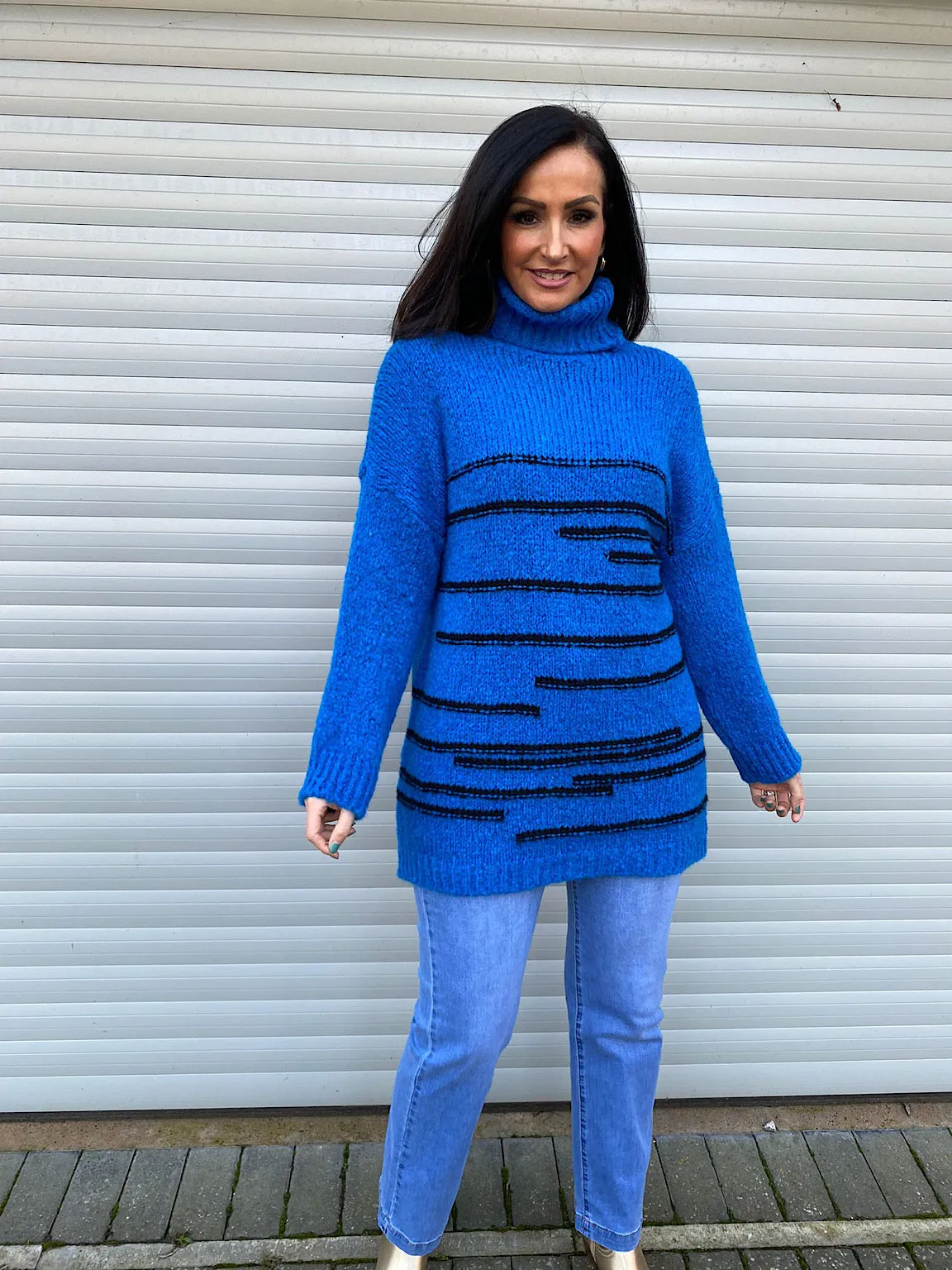 Blue Stripe Patterned Jumper Dina