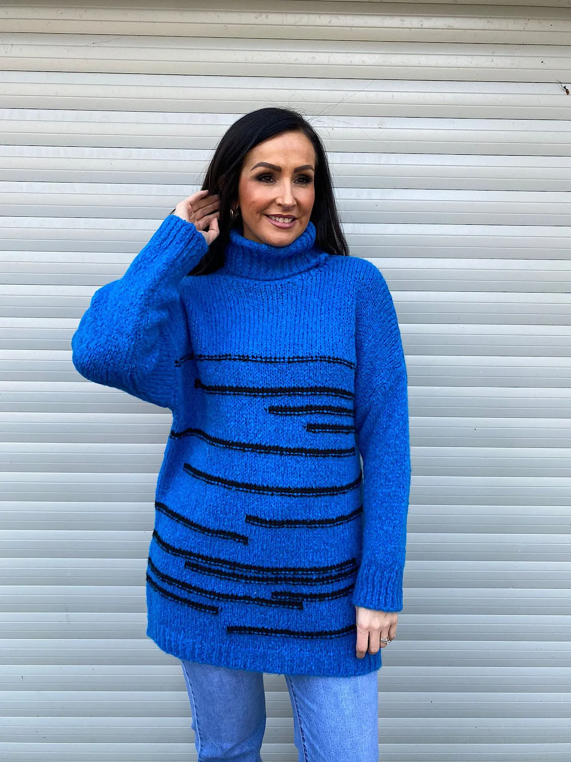 Blue Stripe Patterned Jumper Dina