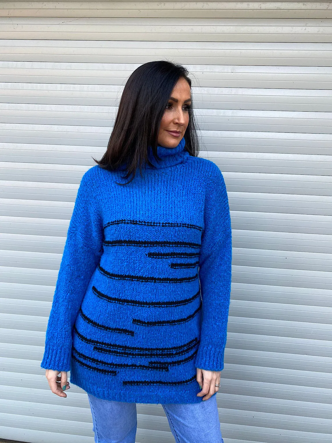 Blue Stripe Patterned Jumper Dina