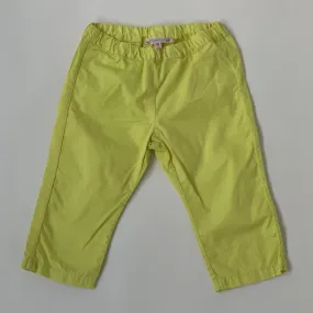 Bonpoint Chartreuse Cotton Trousers: 6 Months & 18 Months