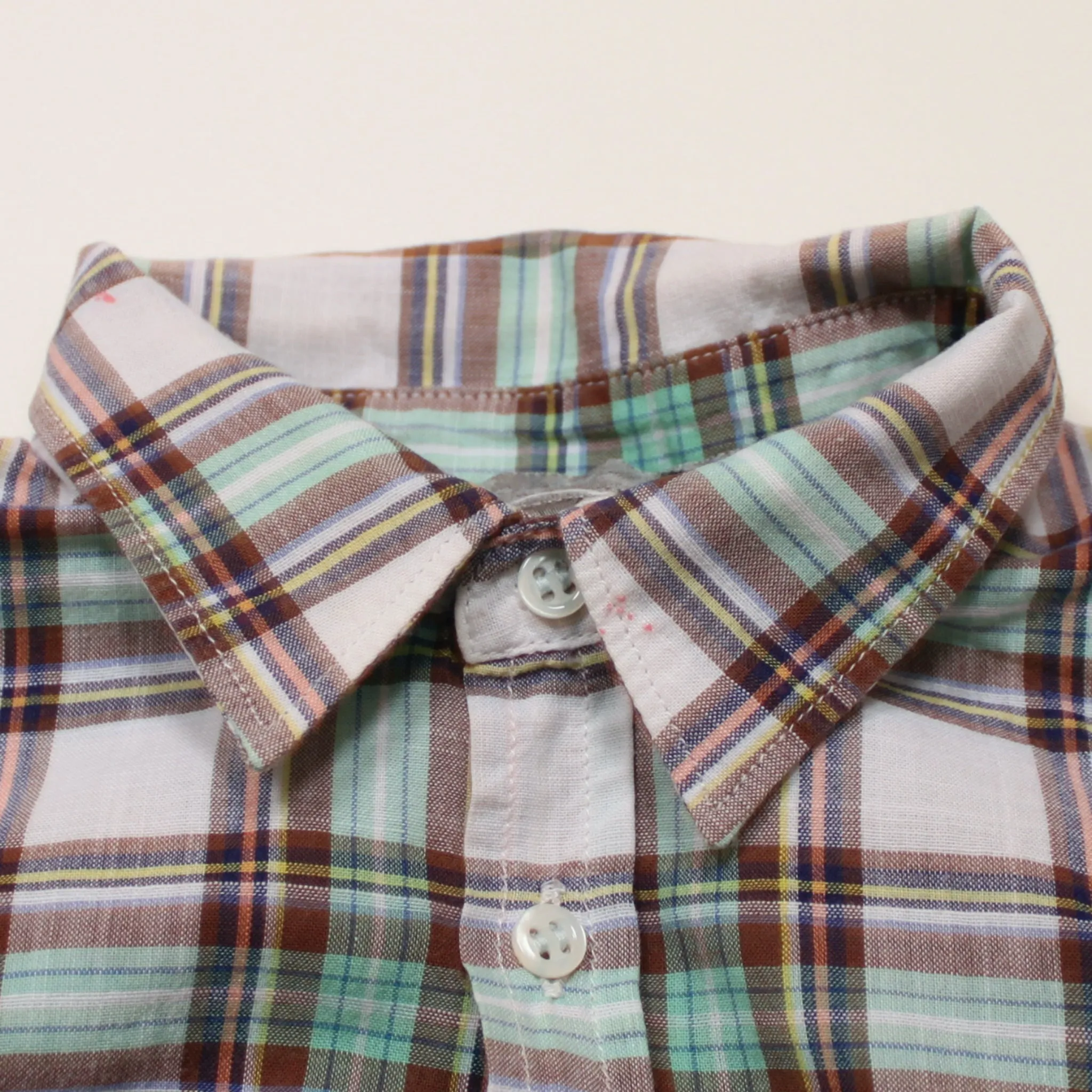 Bonpoint Turqoise Toned Check Cotton Shirt: 3 Years