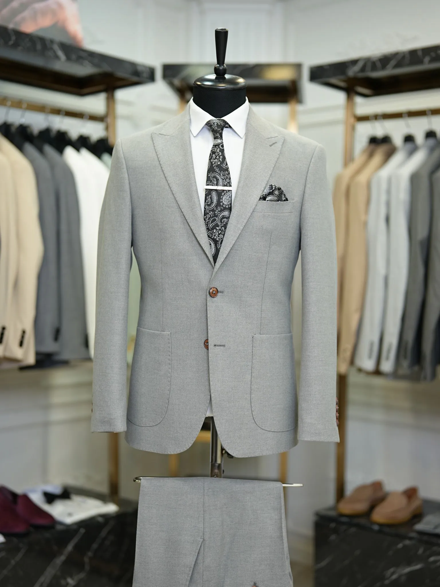 Brabion Vicenza Light Gray Slim Fit 2 Piece Suit