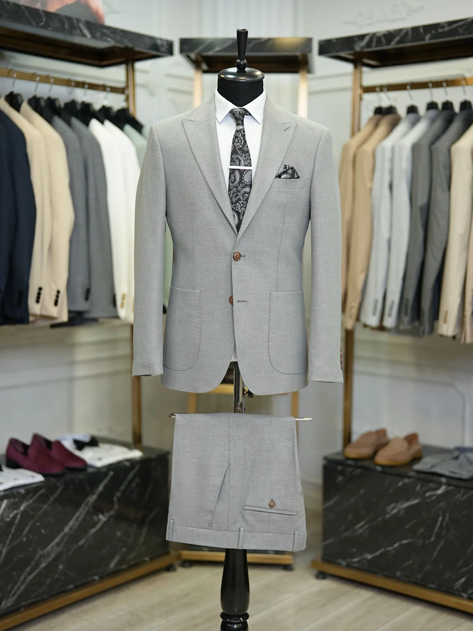 Brabion Vicenza Light Gray Slim Fit 2 Piece Suit