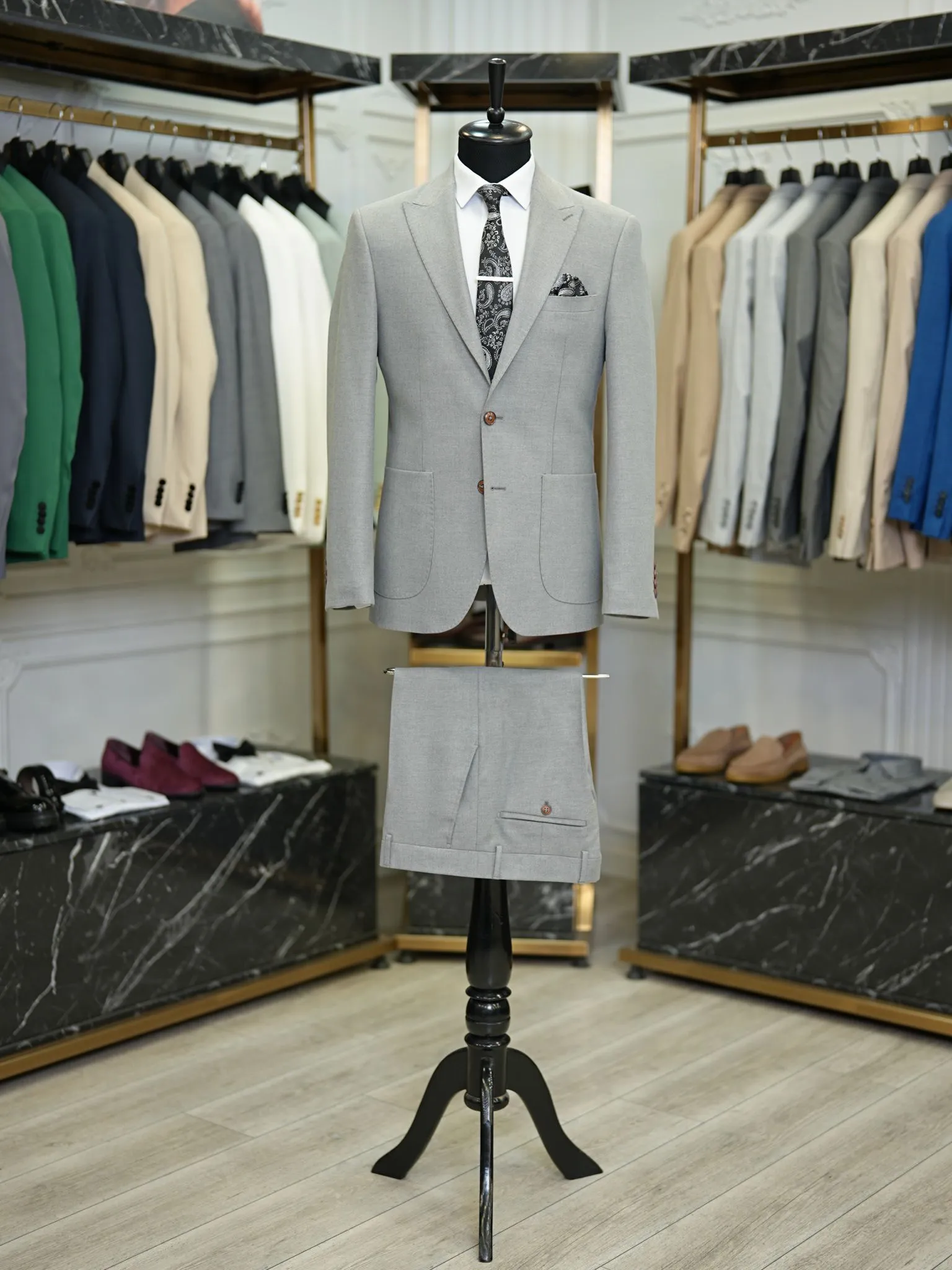 Brabion Vicenza Light Gray Slim Fit 2 Piece Suit