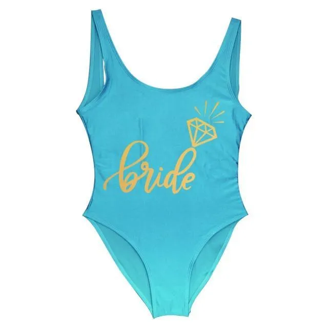 Bride Tribe Print One Piece Swimsuit For Women Bathing suit