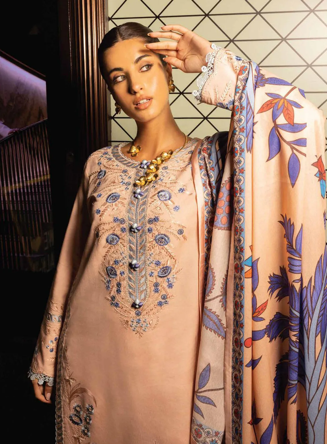 Broadway Showtime By Mushq Embroidered Karandi Unstitched 3 Piece Suit - 1 REGAL REGENT