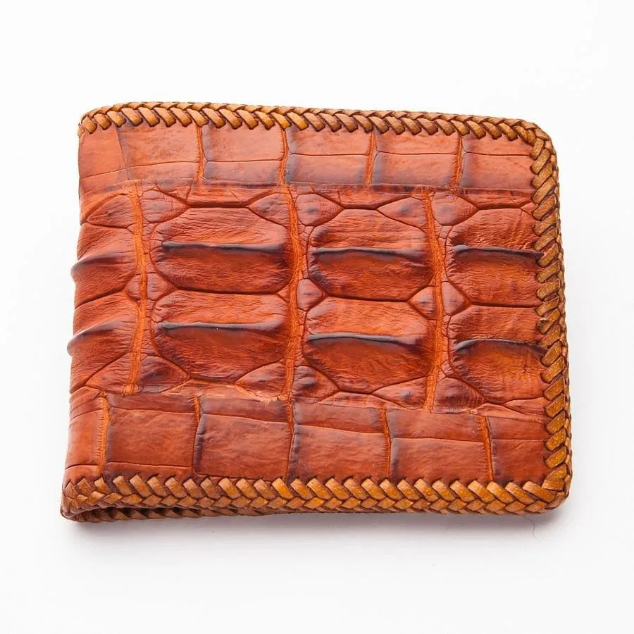 Brown Hardcore Crocodile Backbone Skin Wallet