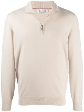 Brunello Cucinelli Pull cachemire beige col V