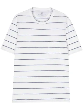 Brunello Cucinelli - T Shirt rayé Lin & coton