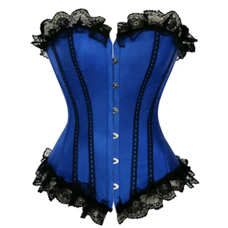 burlesque Women's Sexy Lace Up Brocade Corset Bustier Top Waist Trainer Cincher Plus size S-XXL Overbust Corsets