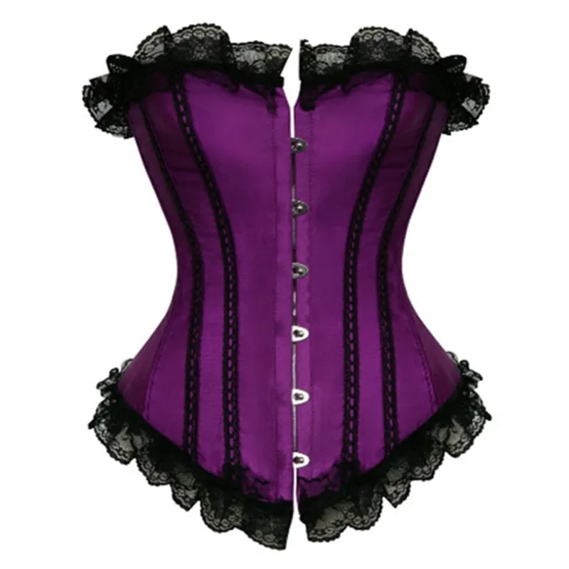 burlesque Women's Sexy Lace Up Brocade Corset Bustier Top Waist Trainer Cincher Plus size S-XXL Overbust Corsets