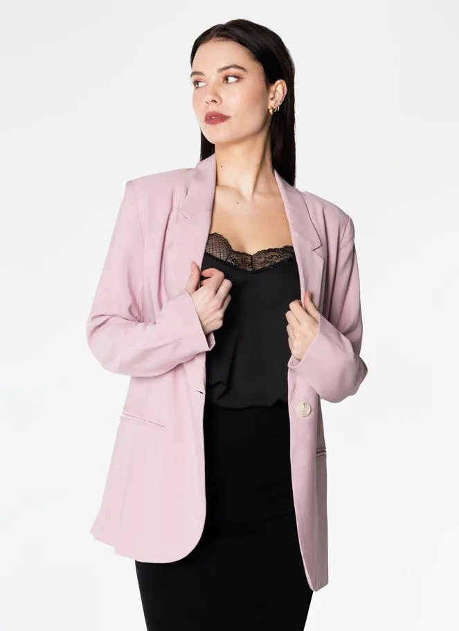 C'est Moi One Button Front Blazer In Lilac