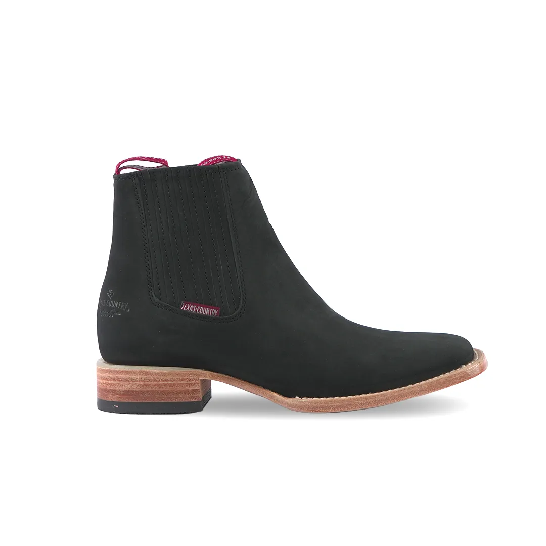 Chelsea Boot Square Toe Nobuck Black E1200