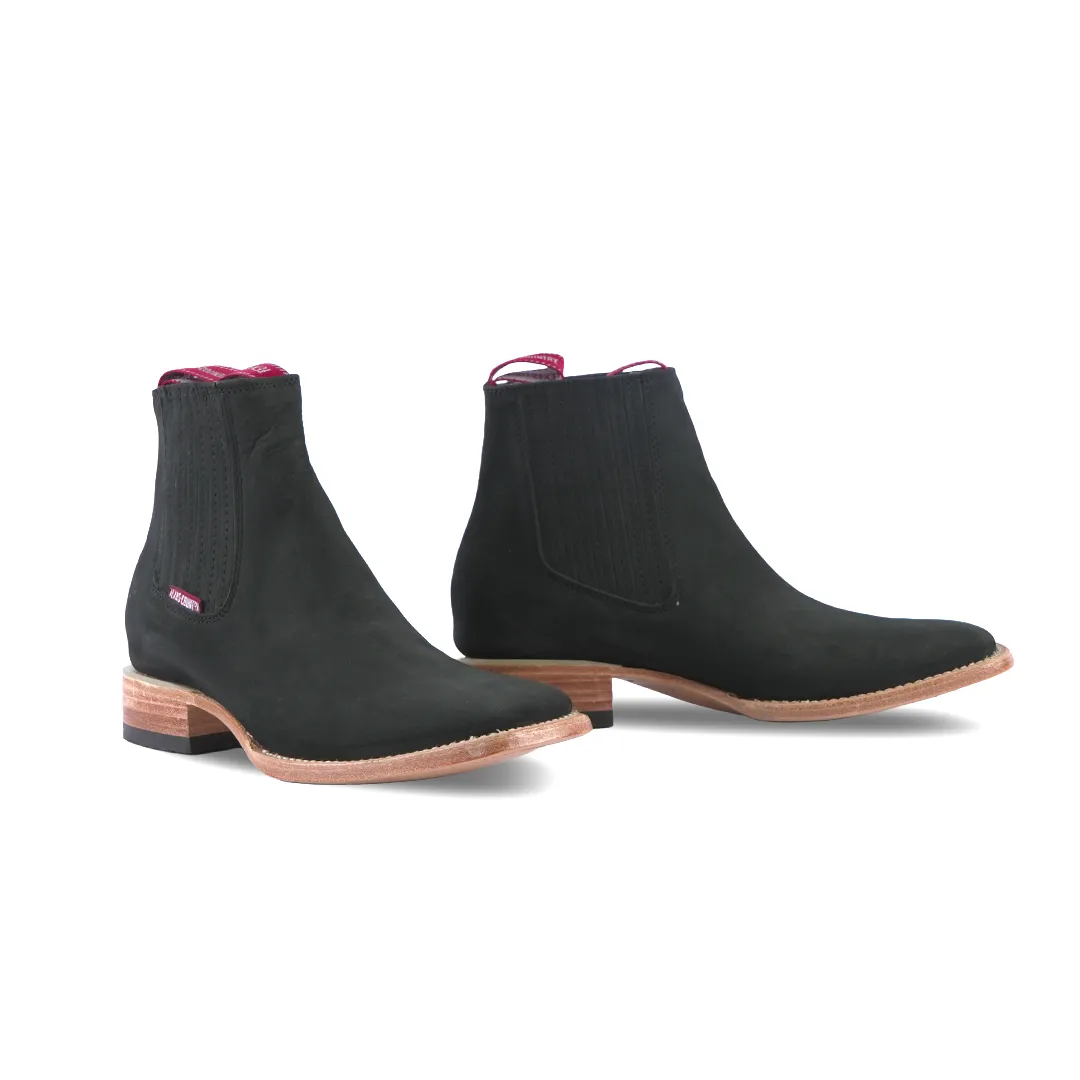 Chelsea Boot Square Toe Nobuck Black E1200