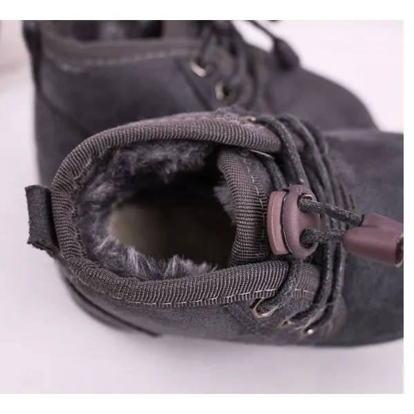 Children's Lace-up Snow Boots Warmed With Fur Gray Hunter grey