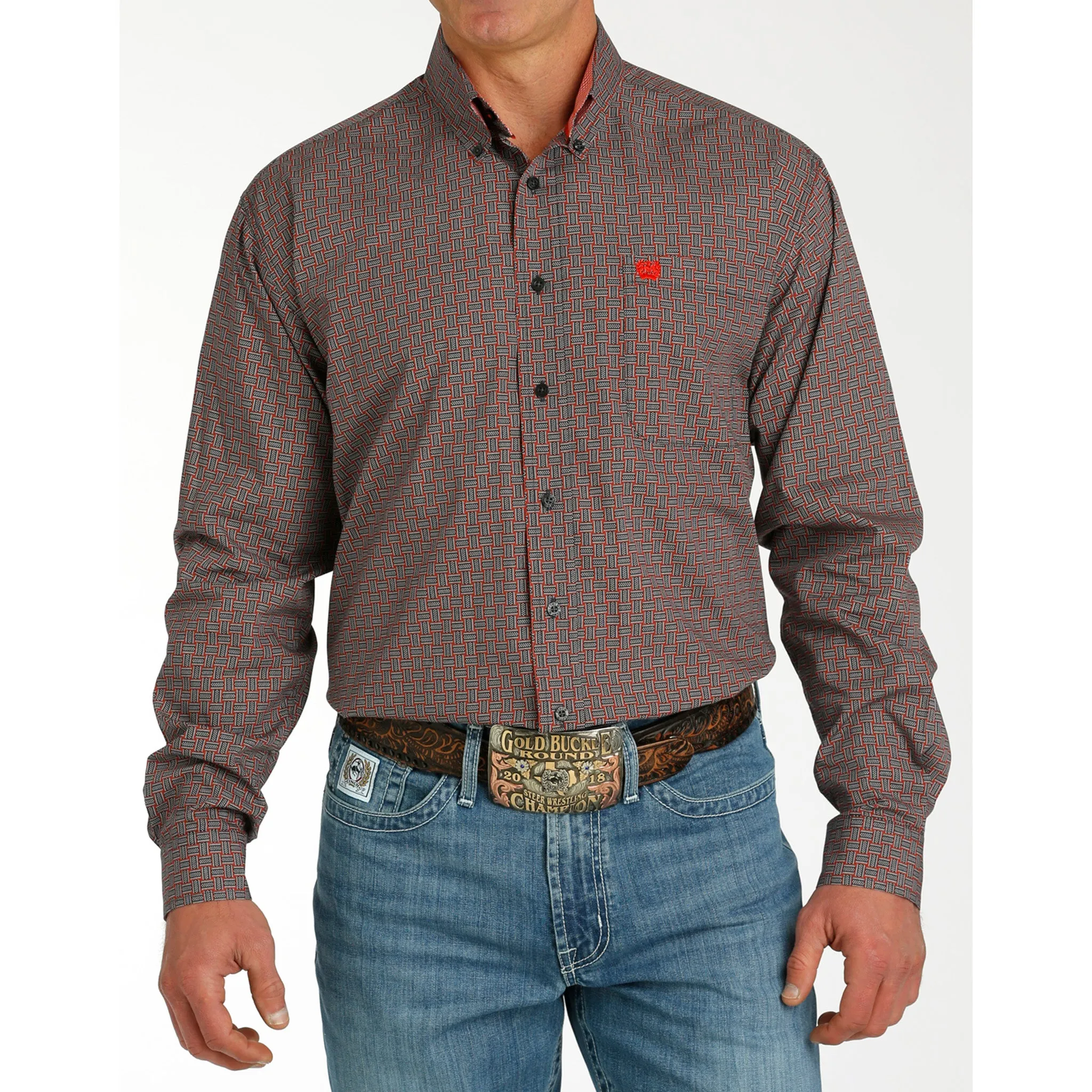 Cinch Men's Charcoal Print Long Sleeve