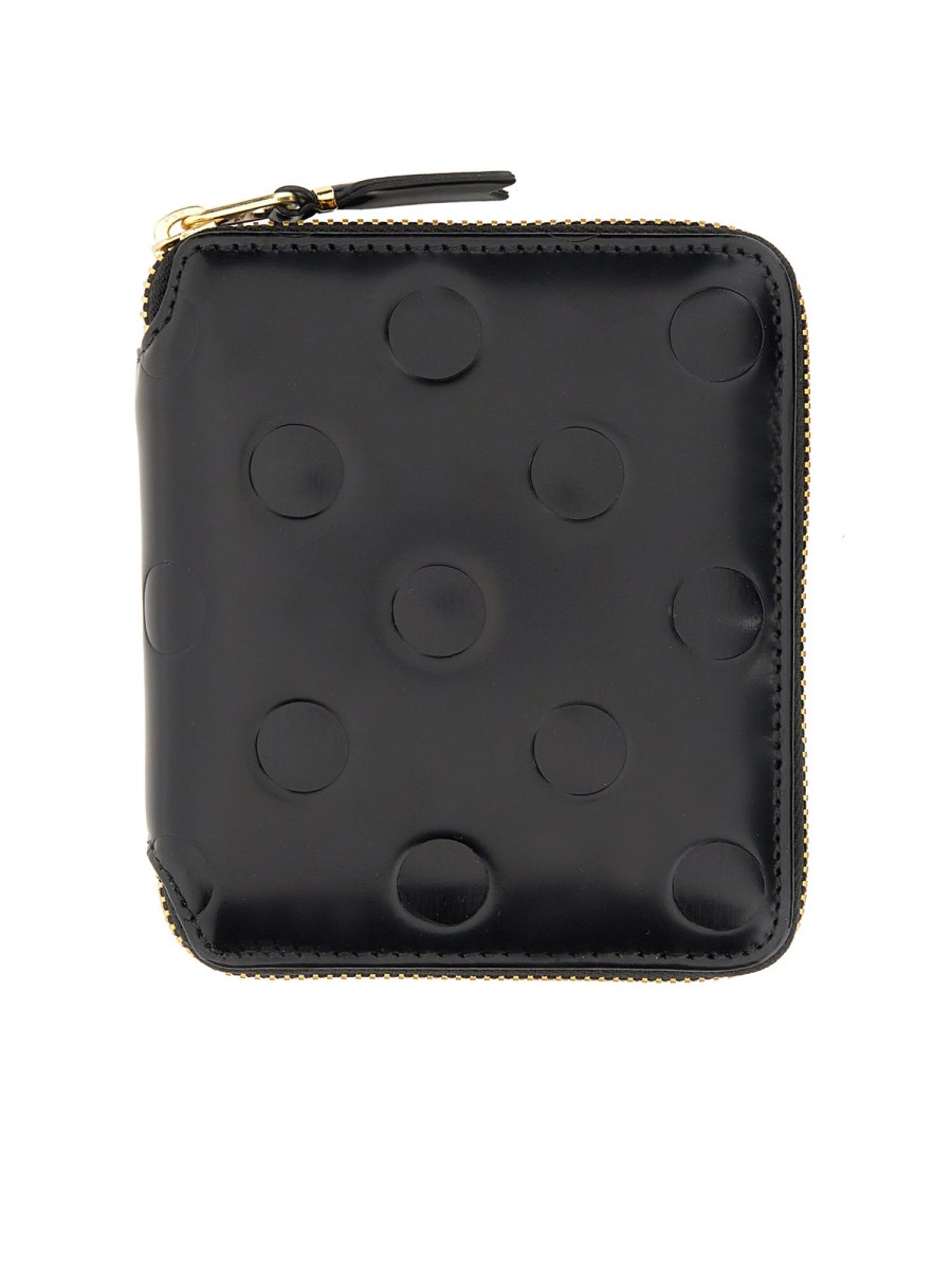 COMME DES GARCONS WALLET    POLKA DOT EMBOSSED LEATHER ZIPPER WALLET