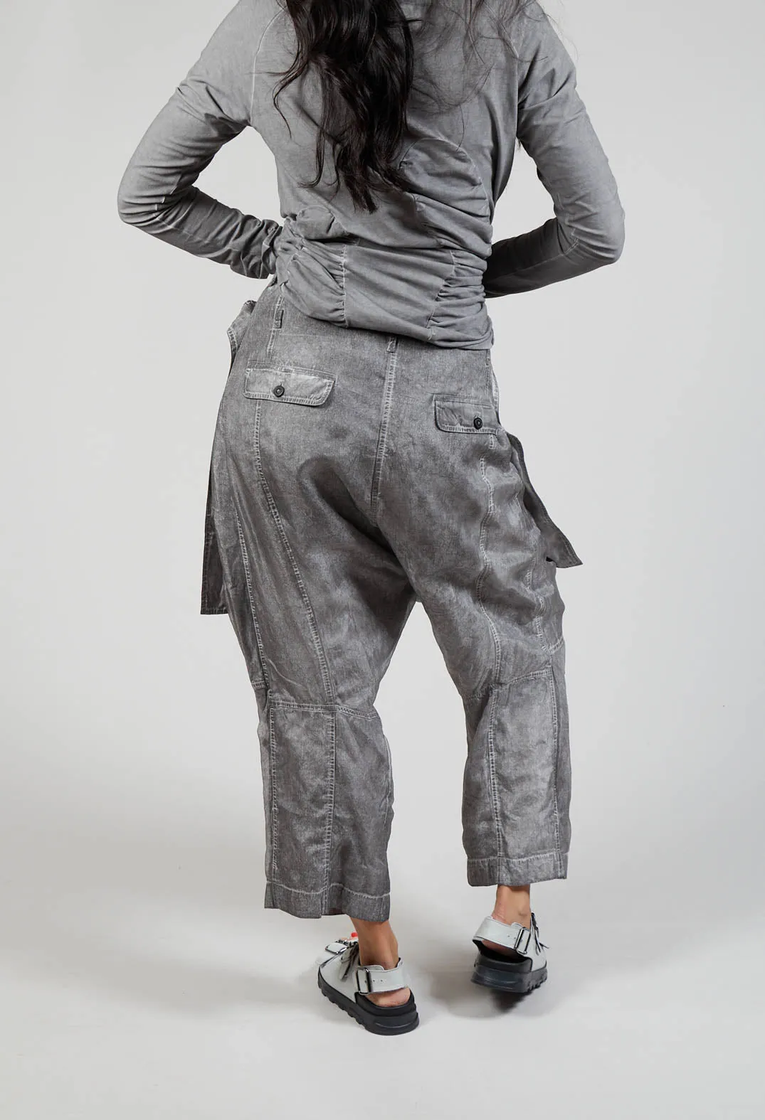 Crease Drop-Crotch Trousers in C.Coal 70% Cloud