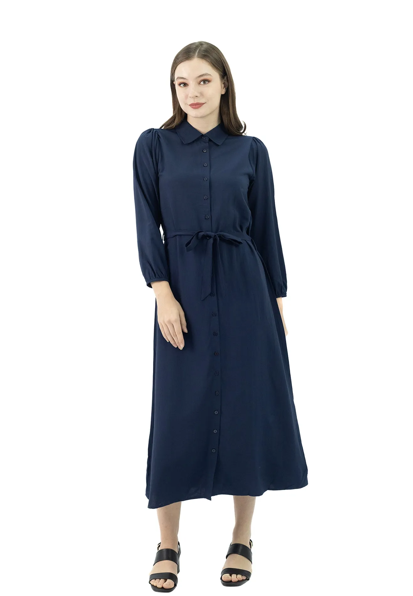 DAISY BY VOIR Wing Collar Tie Waist Dress