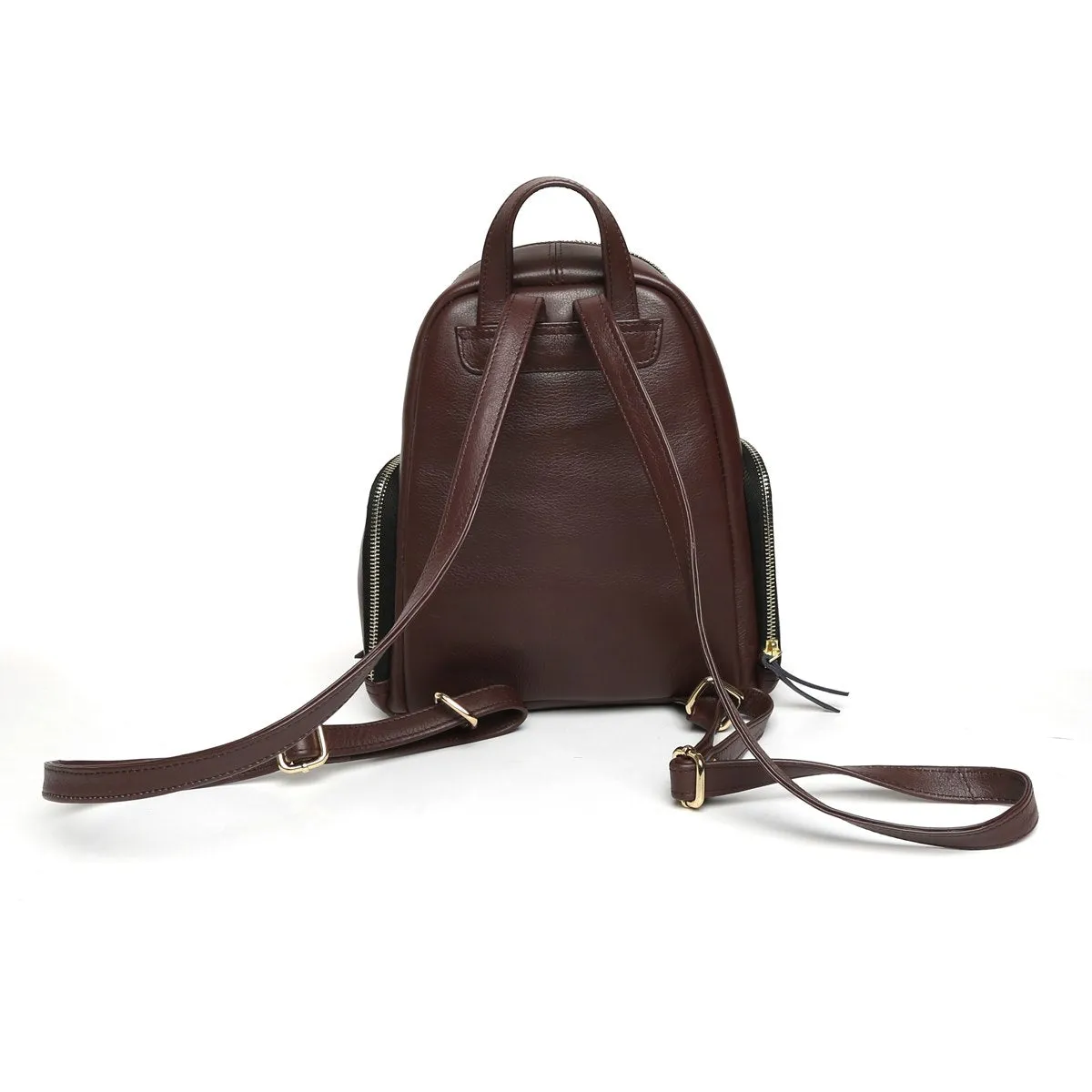 Dark Brown Leather Signature Metal Lion Women Backpack By Brune & Bareskin