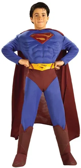 DC Comics Deluxe Muscle Chest Superman Child's Costume, Medium or Large