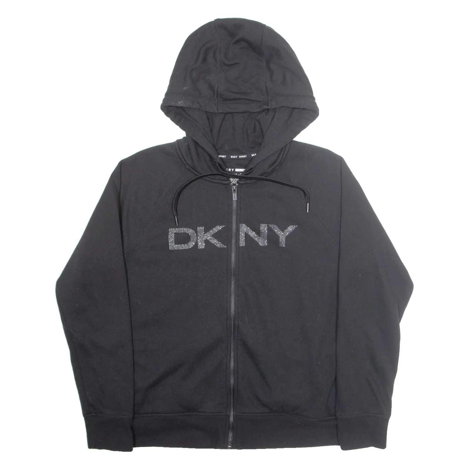 DKNY Womens Black Hoodie Full Zip M