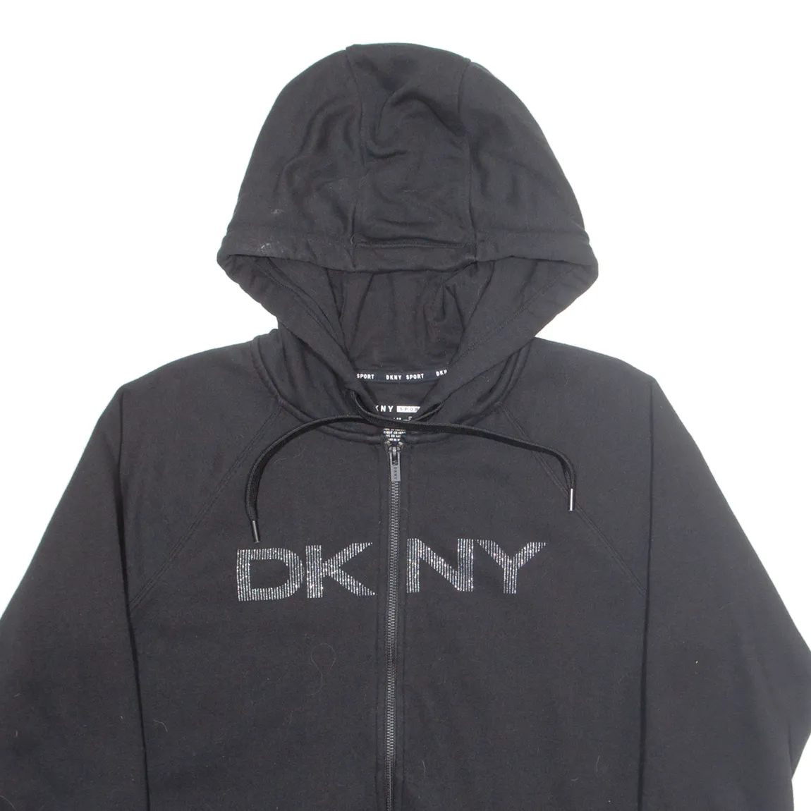 DKNY Womens Black Hoodie Full Zip M