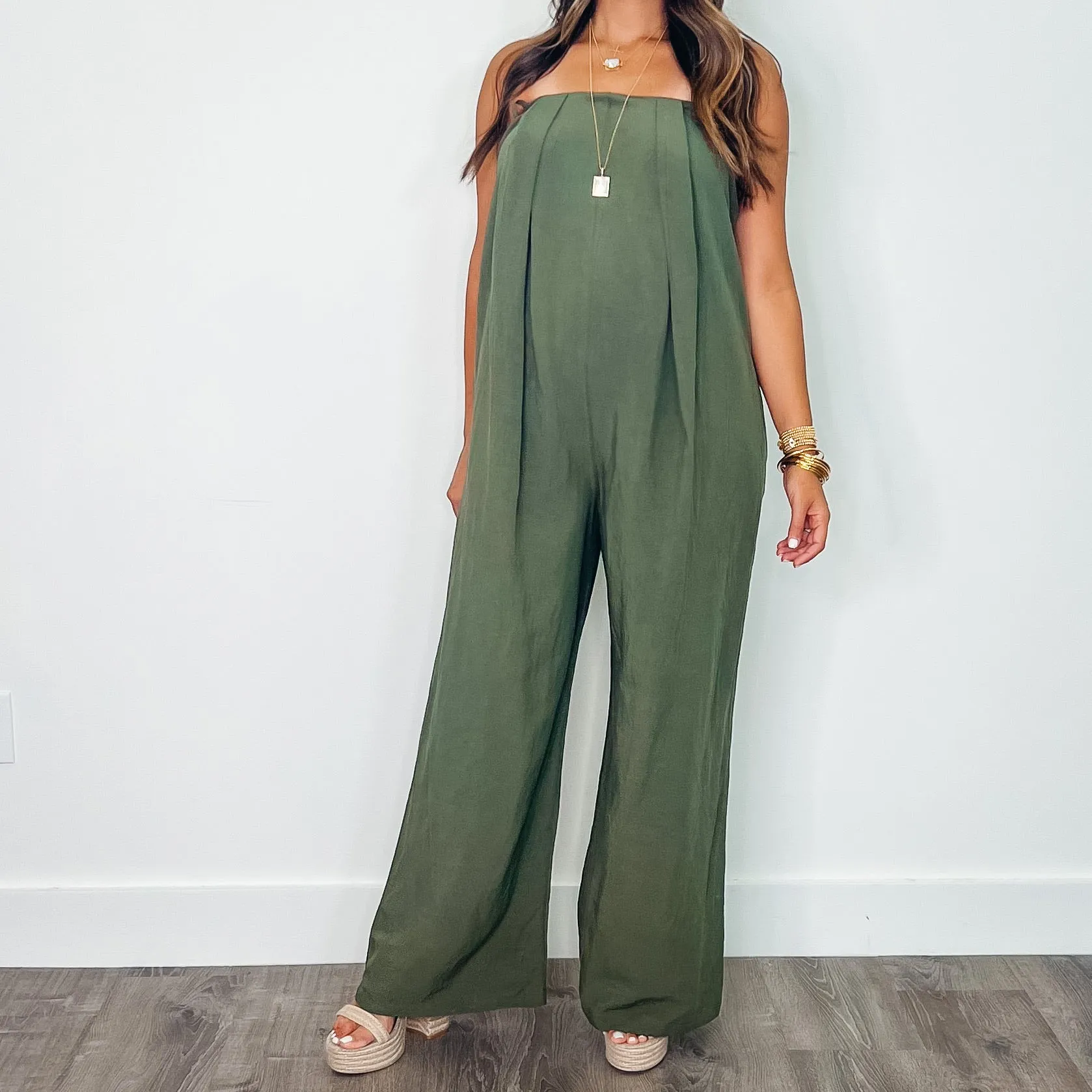 Donatella Olive Belted Romper