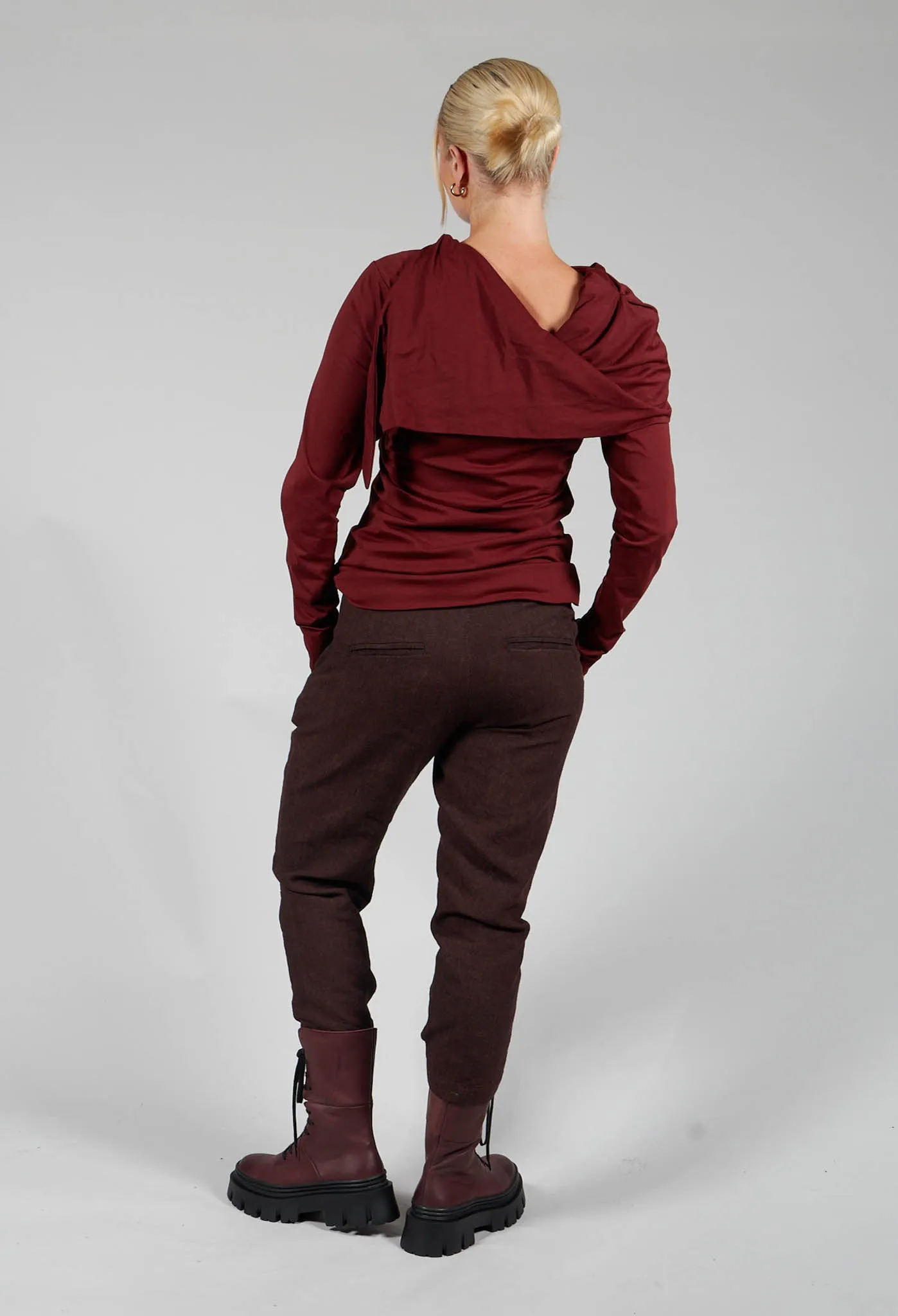 Drop Crotch Wide Leg Trousers in Rust Check