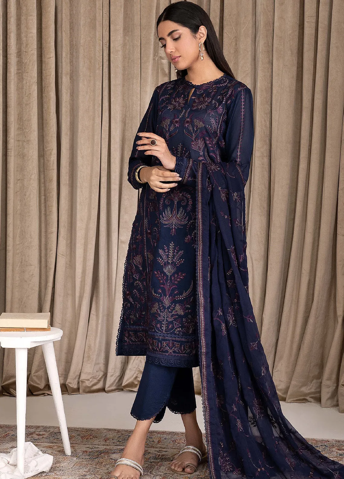 Eid Edition by Zarif Embroidered Lawn 3 Piece Unstitched Suit ZF23L ZEL-03 DEEP GLORY