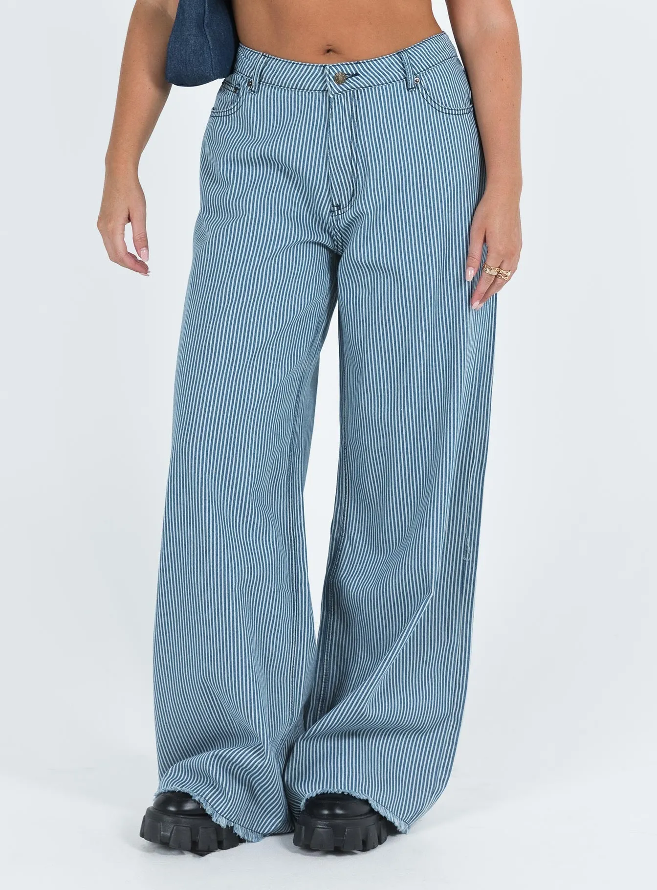 Eivissa Baggy Jeans Blue Denim Stripe