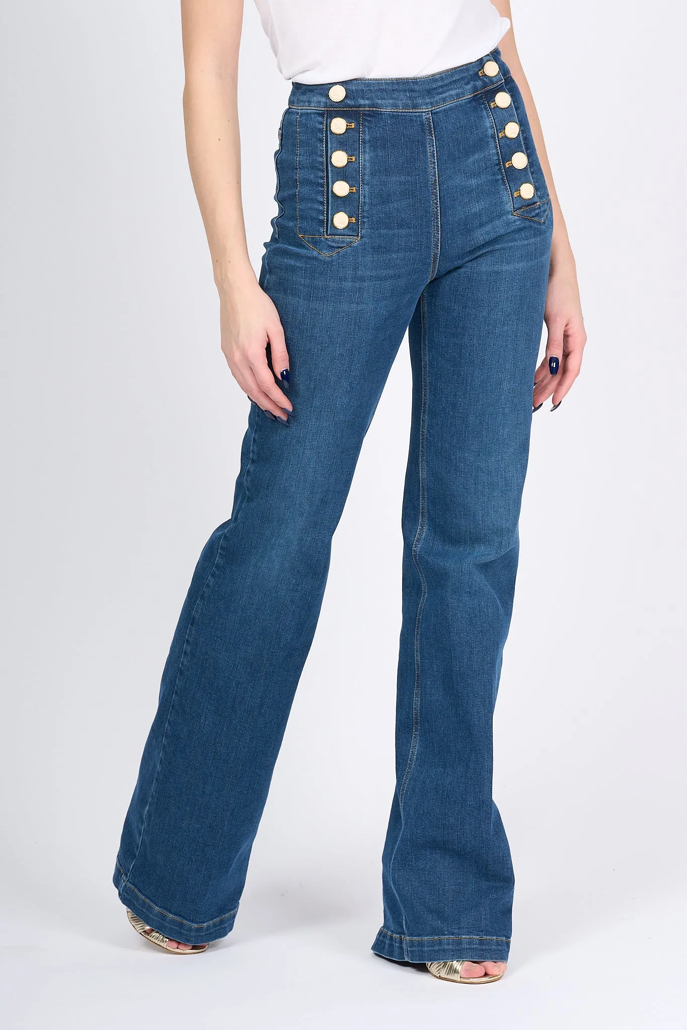 Elisabetta Franchi Jeans Bottoni Blu Donna