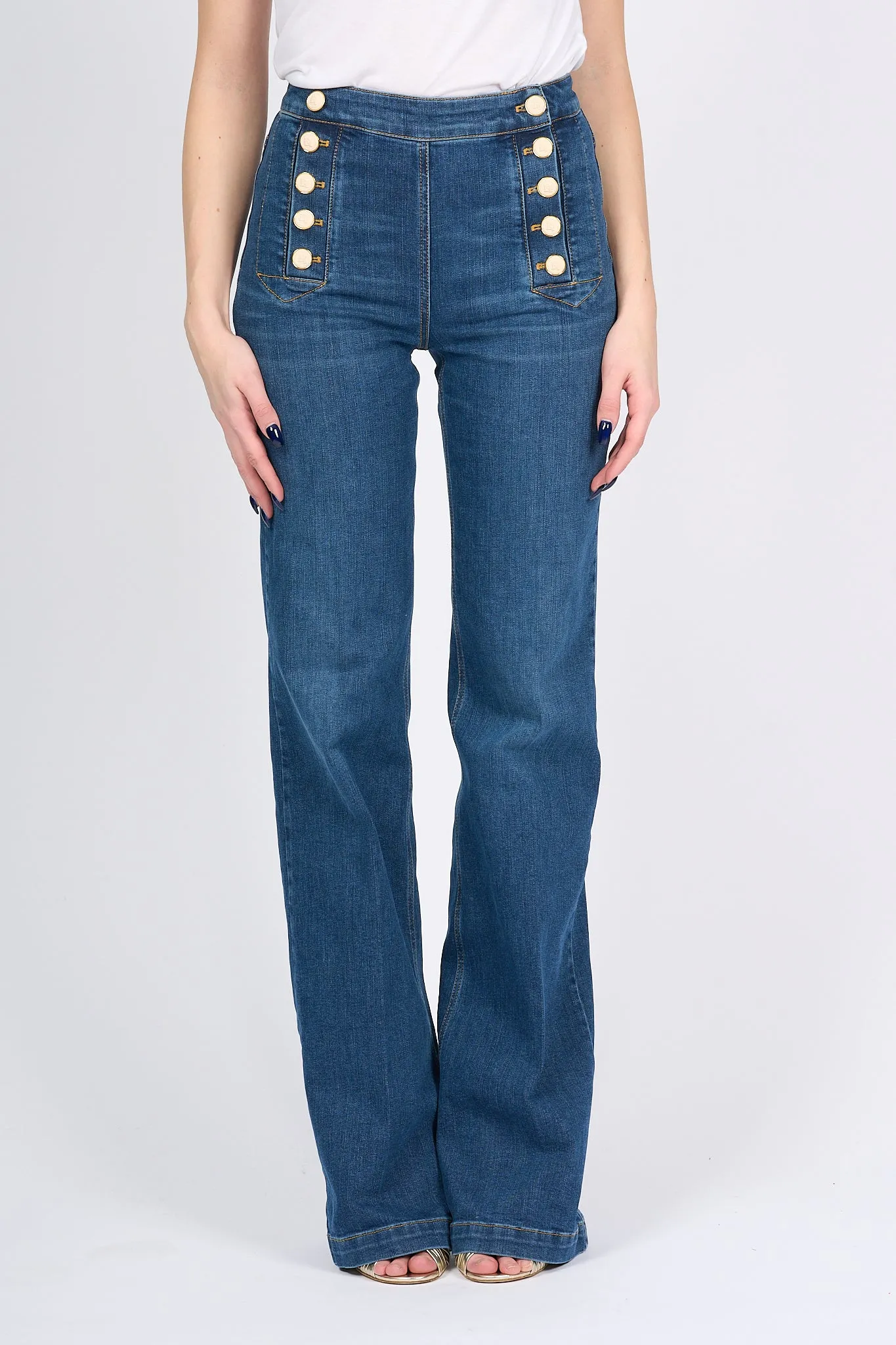 Elisabetta Franchi Jeans Bottoni Blu Donna