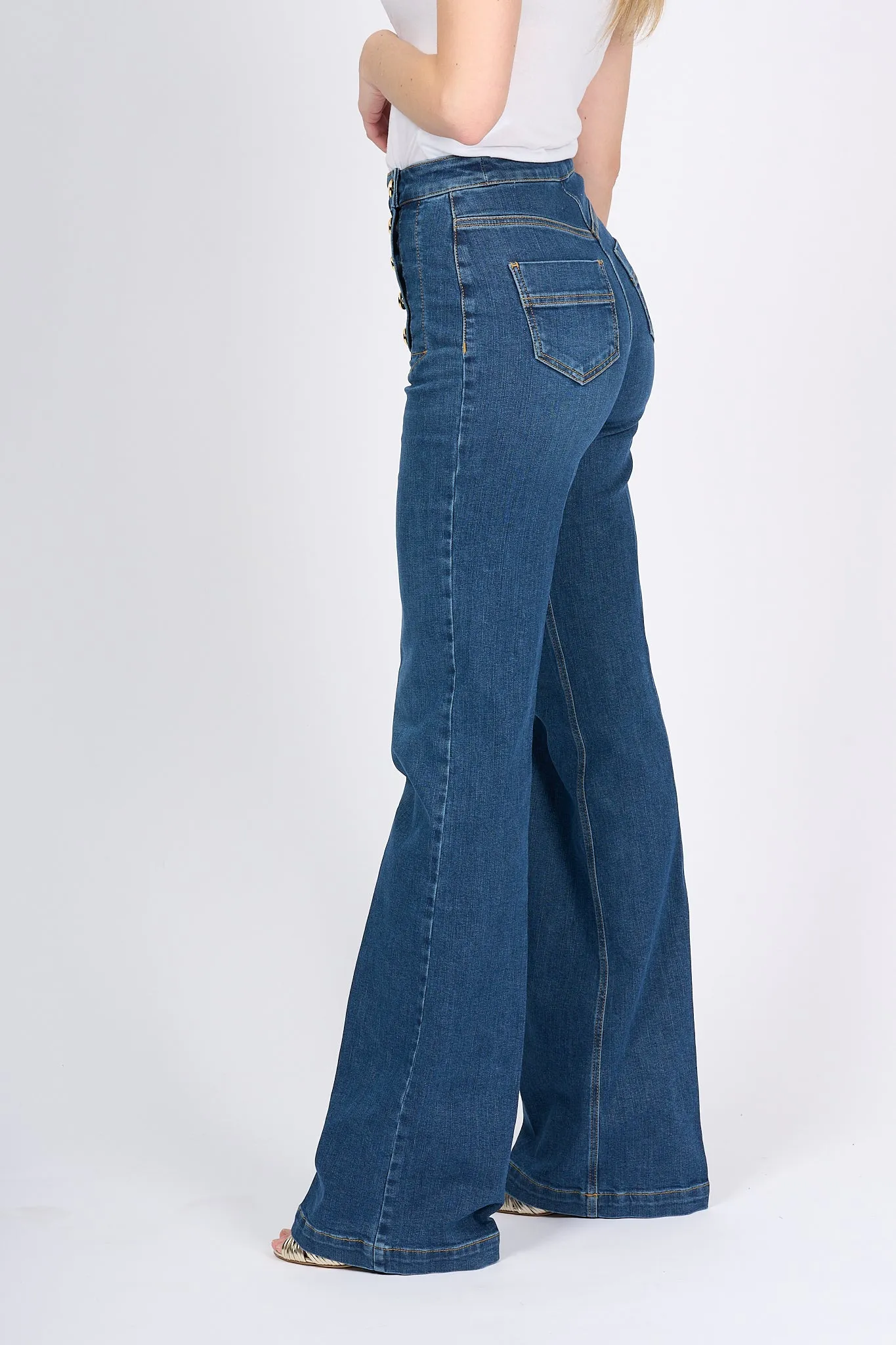 Elisabetta Franchi Jeans Bottoni Blu Donna