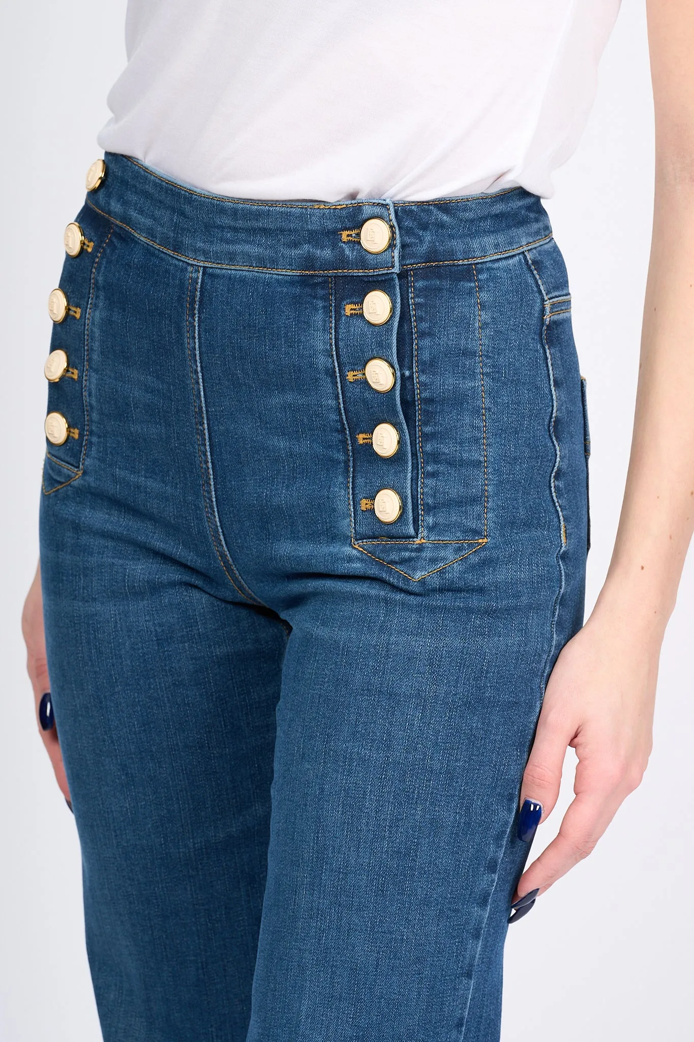 Elisabetta Franchi Jeans Bottoni Blu Donna