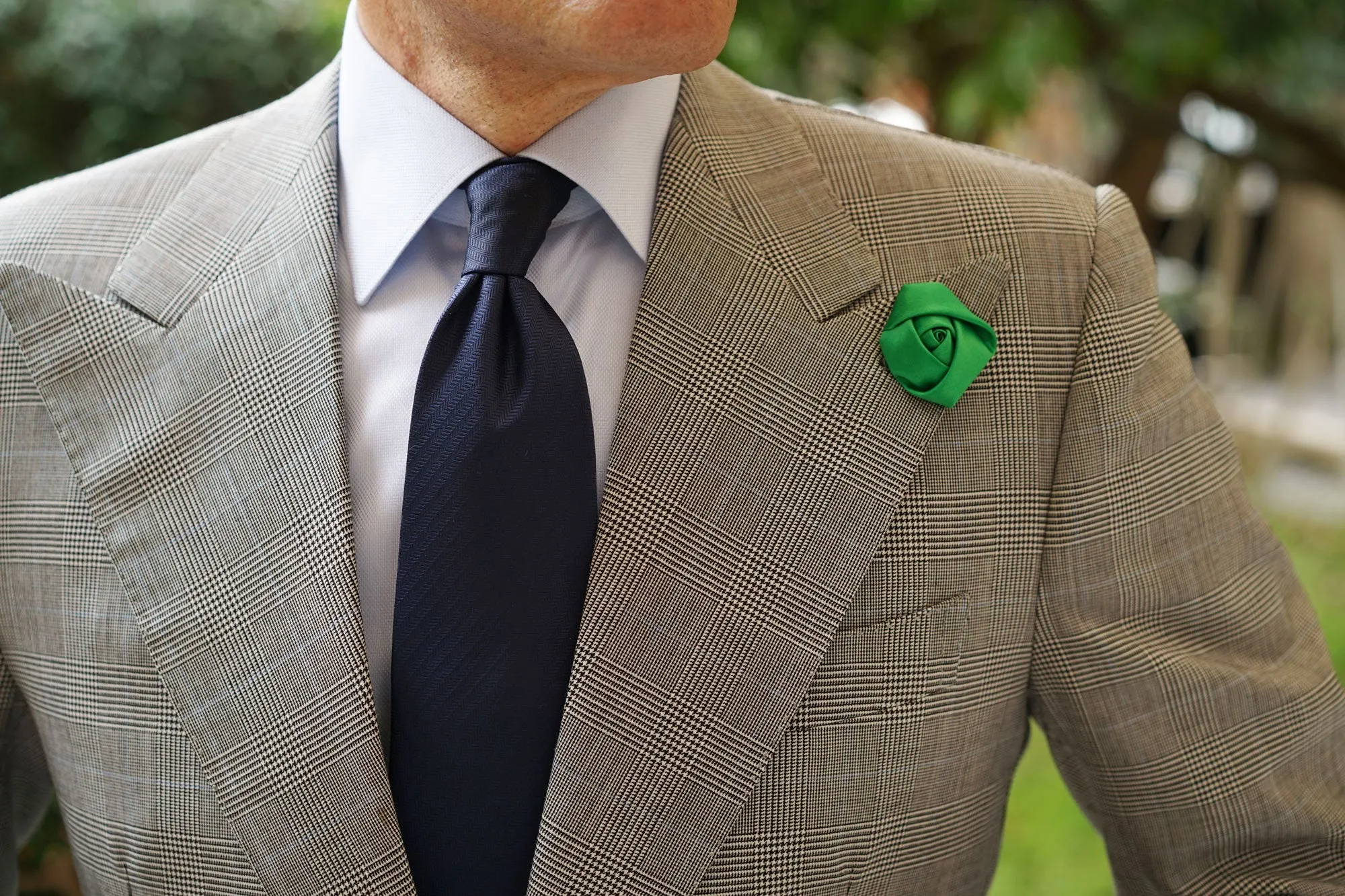 Emerald Green Satin Rose Lapel Pin