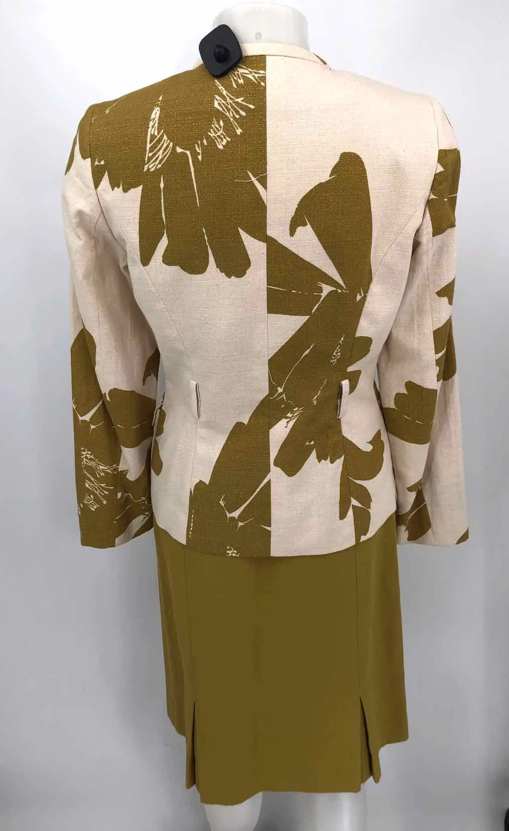 ETCETERA Olive Beige Cotton Size 6  (S) Floral Skirt Suit